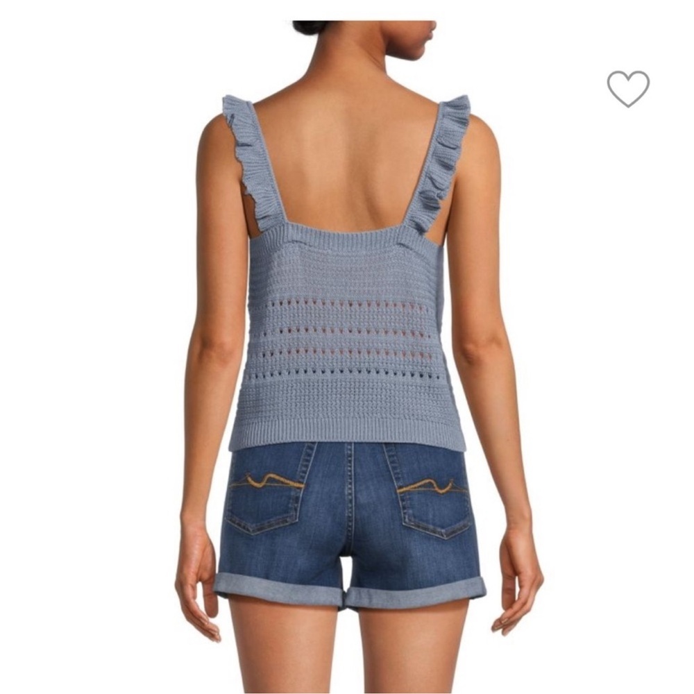7 For All Mankind Blue Ruffled Knit sweater - Picture 2 of 9